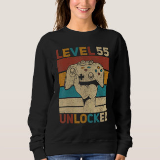 Sweatshirt Niveau 55 Déverrouillé 55e anniversaire 55 ans Jou