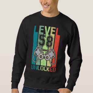 Sweatshirt Niveau 58 Jeu vidéo déverrouillé 58e anniversaire
