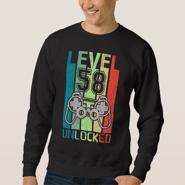 Sweatshirt Niveau 58 Jeu vidéo déverrouillé 58e anniversaire  (Devant)