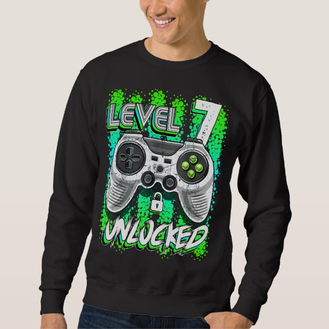 Sweatshirt Niveau 7 Déverrouillé Awesome 2015 Jeu 7 Ancien Je (Devant)