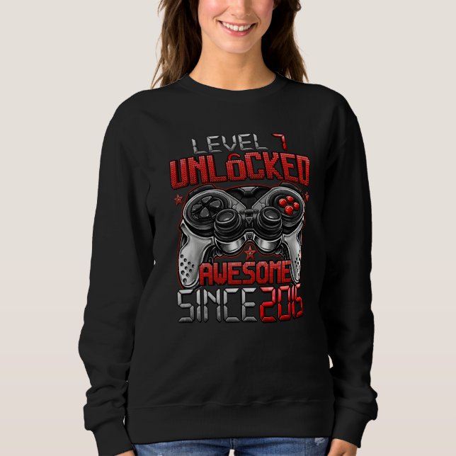 Sweatshirt Niveau 7 déverrouillé stupéfiant depuis 2015 7e an (Devant)