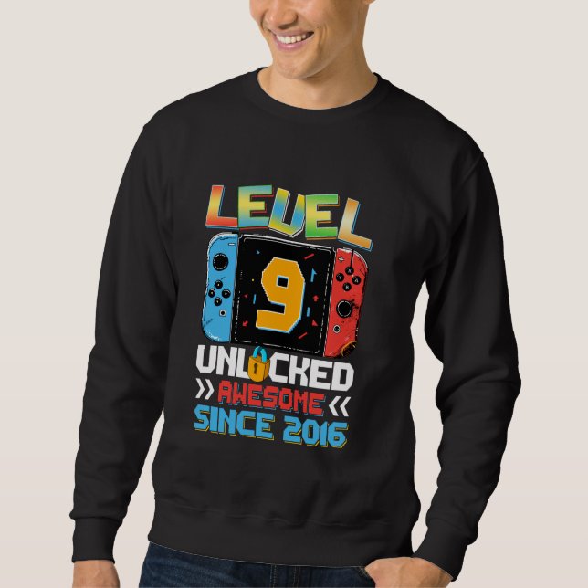 Sweatshirt Niveau 9 Déverrouillé Awesome 2016 jeu vidéo 9e na (Devant)