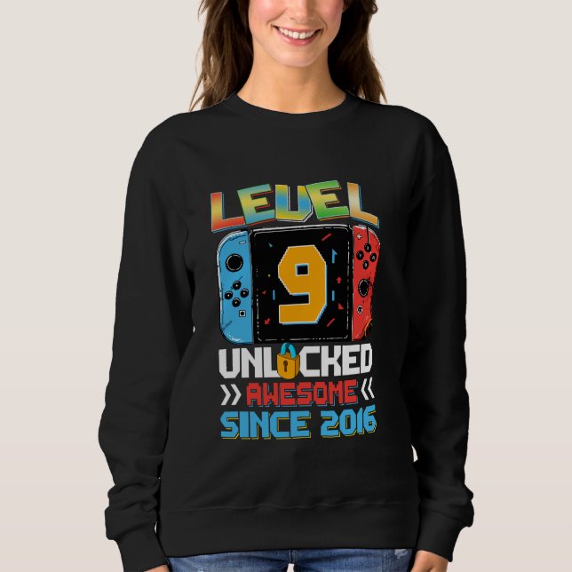 Sweatshirt Niveau 9 Déverrouillé Awesome 2016 jeu vidéo 9e na (Devant)