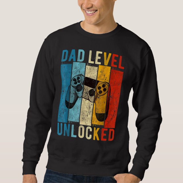 Sweatshirt Niveau papa de Faire-part de grossesse déverrouill (Devant)