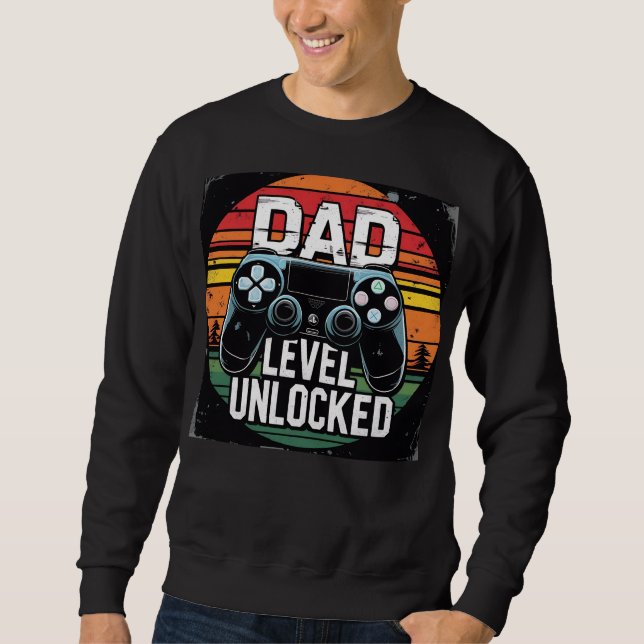Sweatshirt Niveau Papa Débloqué Cadeau de blagues drôles de n (Devant)