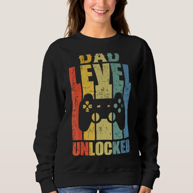 Sweatshirt Niveau Papa Faire-part Grossesse Déverrouillé Bien (Devant)