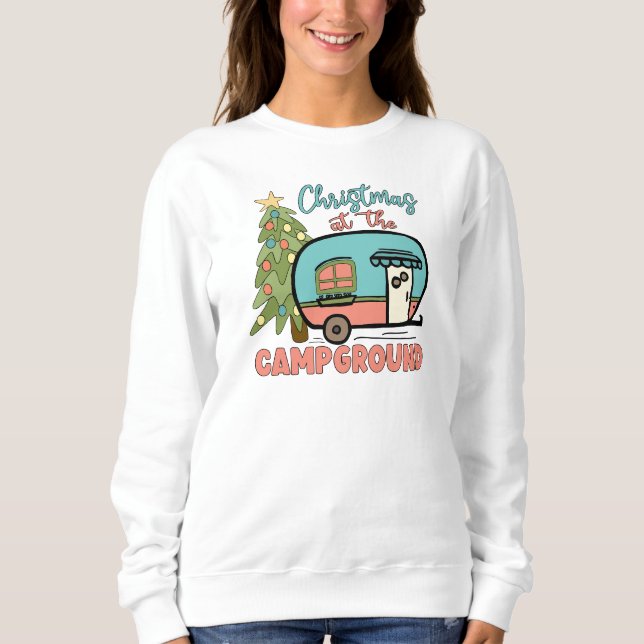 Sweatshirt Noël au camping en plein air (Devant)