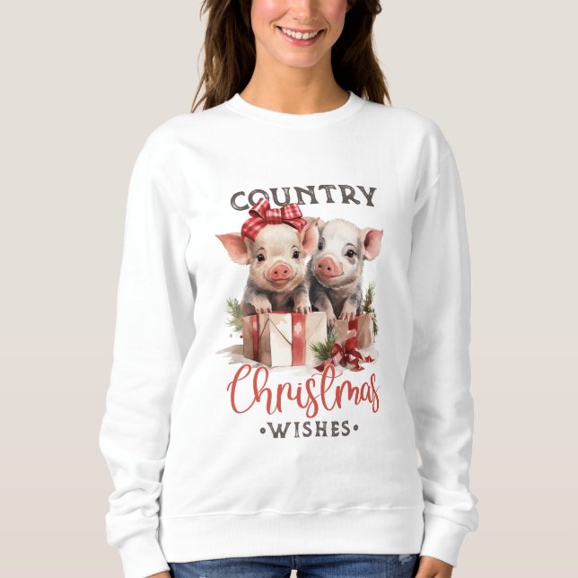 Sweatshirt Noël aux cochons mignons (Devant)