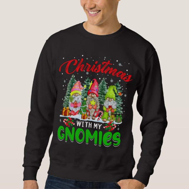 Sweatshirt Noël Avec Mes Gnomies Trois Gnomes Xmas Trees (Devant)