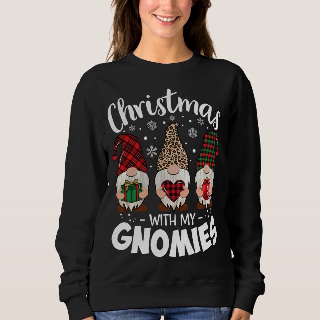 Sweatshirt Noël Avec Mon Gnomie Leopard Enseignant Gnome Buf (Devant)