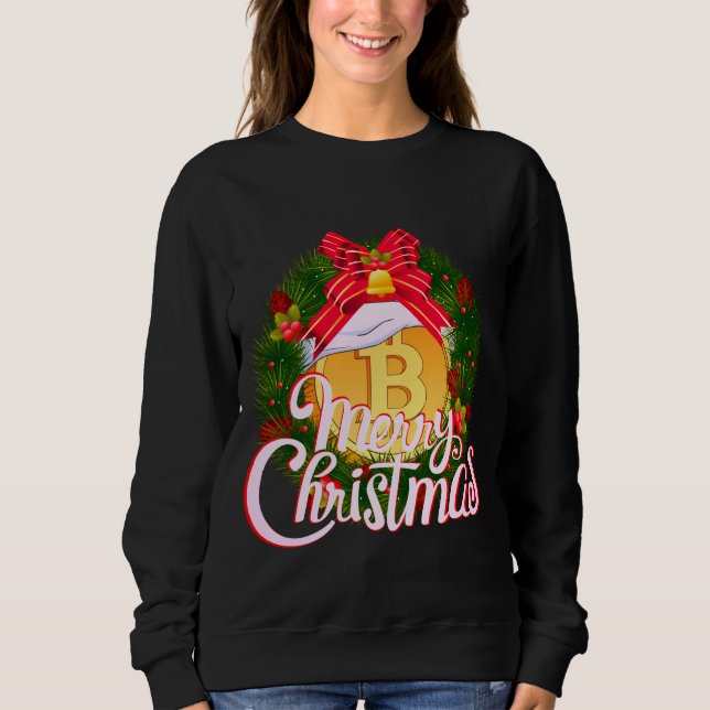 Sweatshirt Noël Bitcoin à l'intérieur de la Couronne de Noël (Devant)