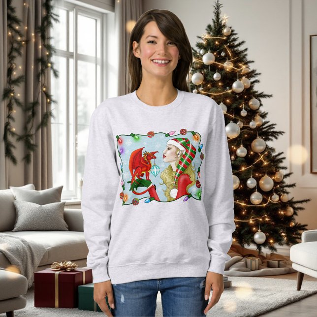 Sweatshirt Noël Blonde Elf Red Dragon Imaginaire (Créateur téléchargé)