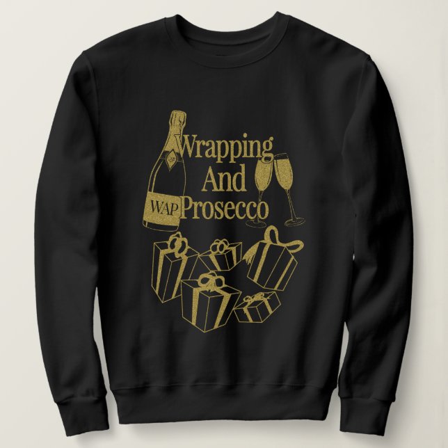 Sweatshirt Noël Cadeau WAP Enveloppement Et Poursuite Vins No (Design devant)