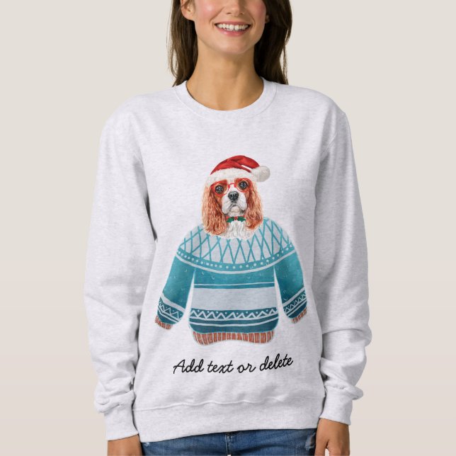 Sweatshirt Noël Cavalier Roi Espagnol Vilain Chien de Noël Ma (Devant)