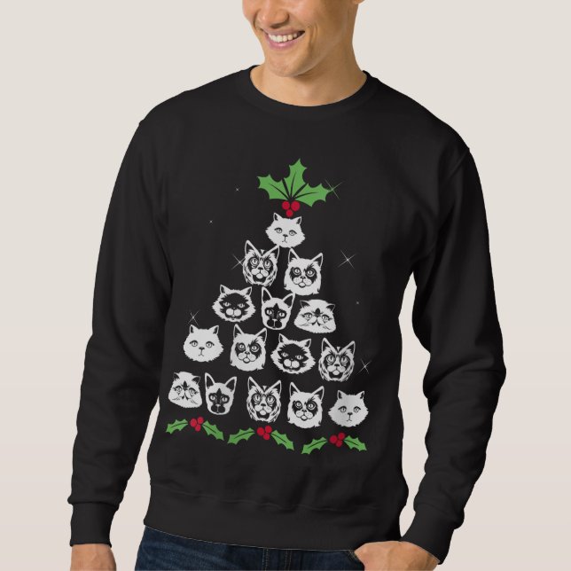 Sweatshirt Noël Chat Arbre Drôle Noël Noël Kitty Nouveauté (Devant)