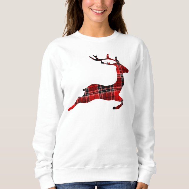 Sweatshirt Noël coloré aux rennes volants rouges (Devant)