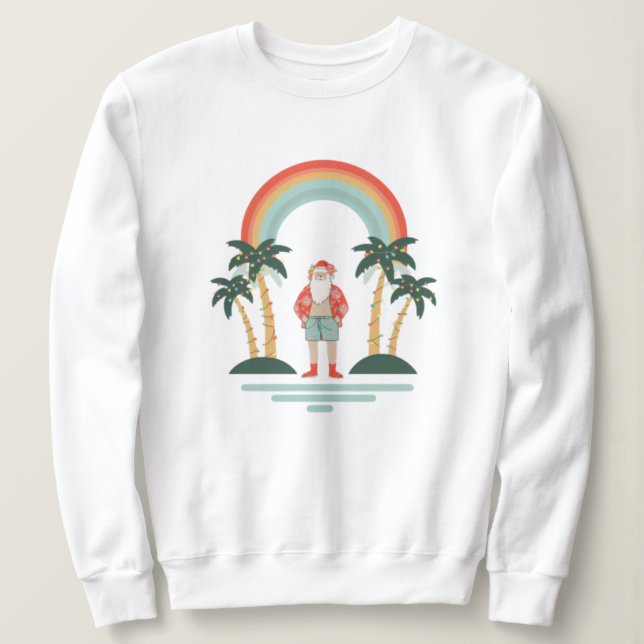 Sweatshirt Noël coloré de Père Noël hawaïenne (Design devant)