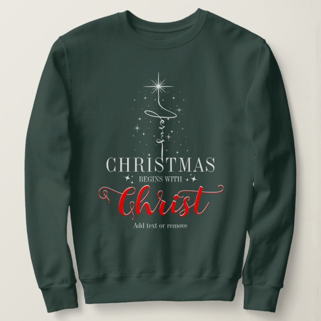 Sweatshirt Noël commence avec Christ Jésus Croix chrétien (Design devant)