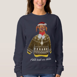 Sweatshirt Noël Crème Dachshund Vilain Noël Weiner Chien Mama