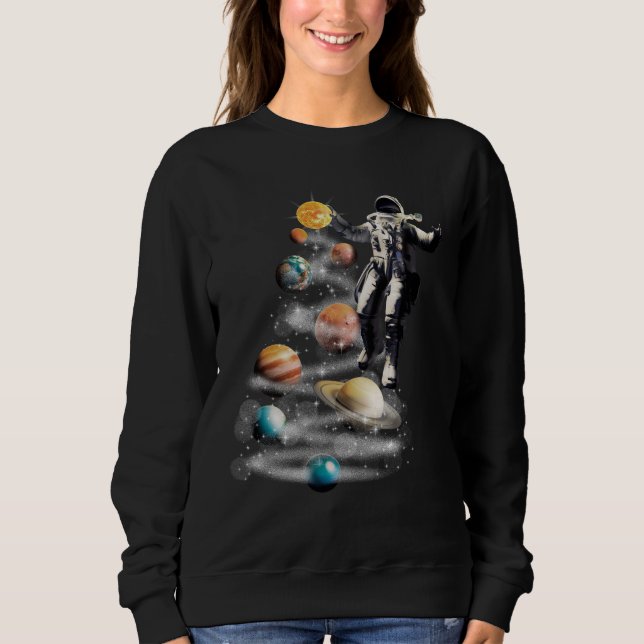 Sweatshirt Noël dans le système solaire spatial L'astronaute  (Devant)