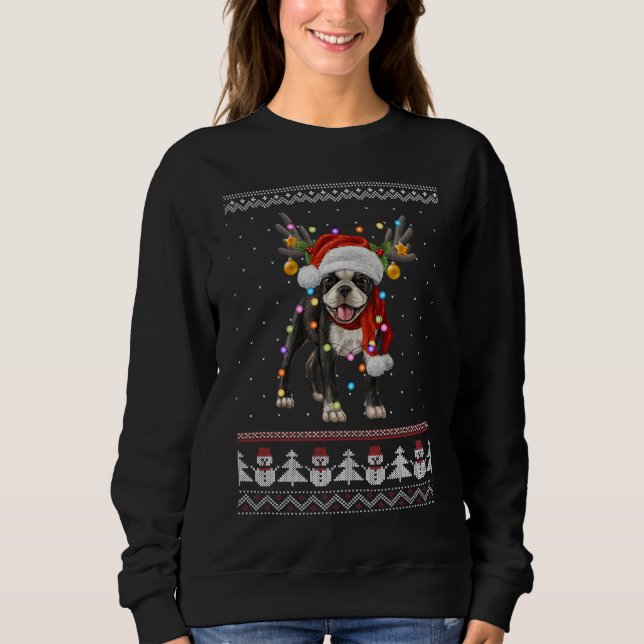 Sweatshirt Noël de Boston Terrier (Devant)