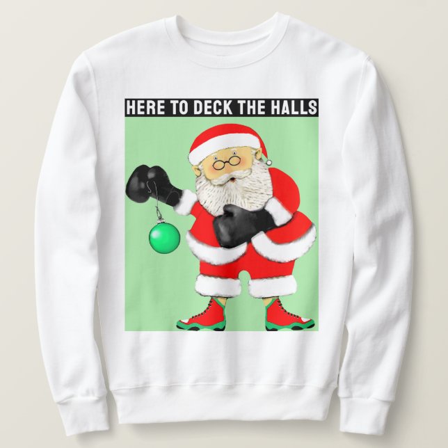 Sweatshirt Noël de boxe amusant (Design devant)