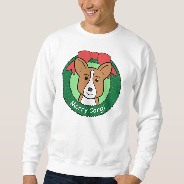 Sweatshirt Noël de corgi de Gallois de cardigan (Devant)