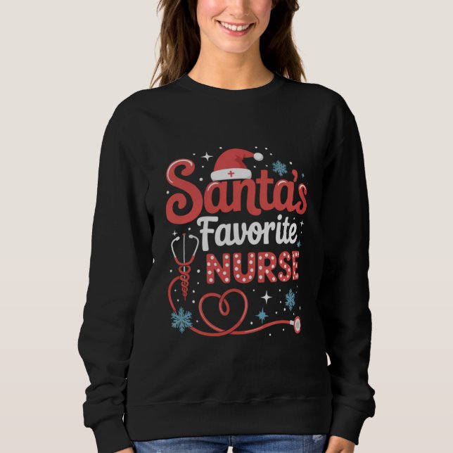 Sweatshirt Noël de la infirmière préférée de Santa  (Devant)