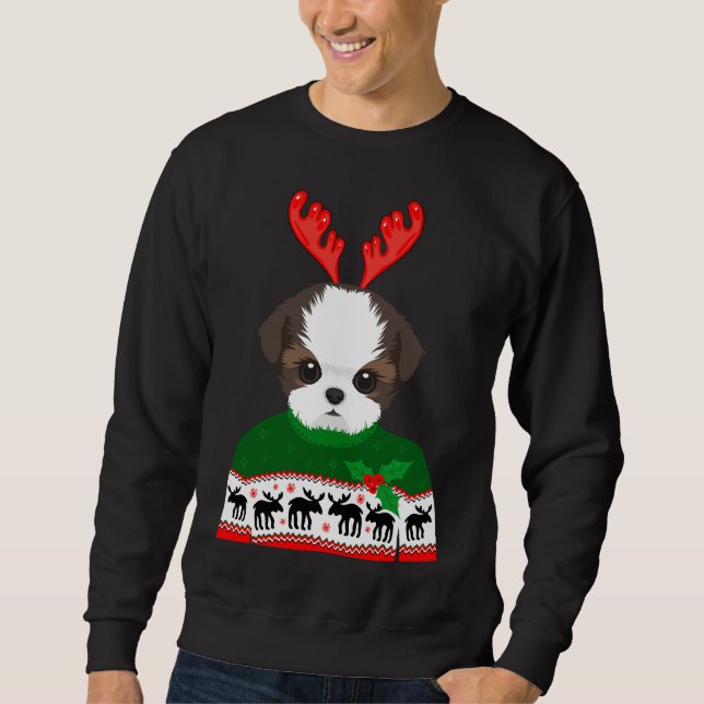 Sweatshirt Noël de Shih Tzu (Devant)