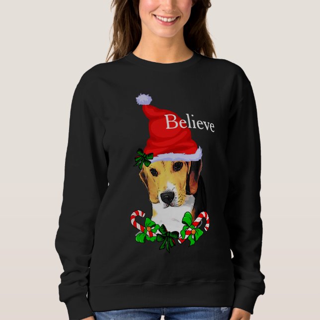 Sweatshirt Noël des amoureux beagles (Devant)