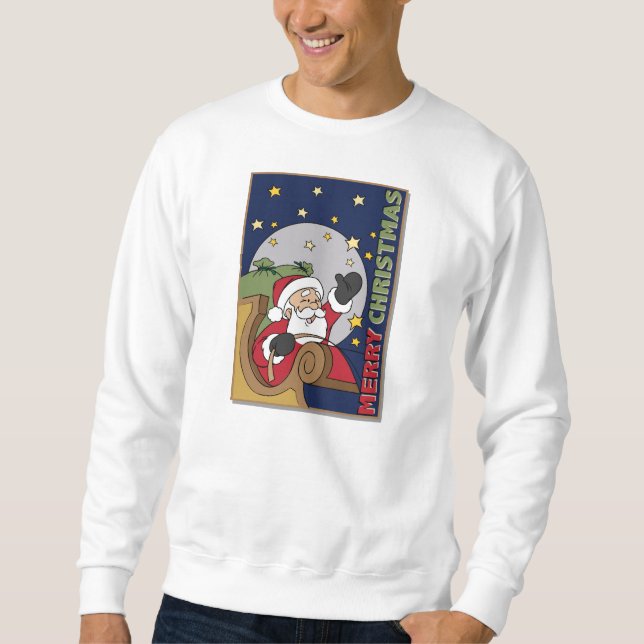 Sweatshirt Noël d'illustration de Père Noël Sleigh Joyeux (Devant)