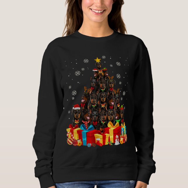 Sweatshirt Noël Doberman Amoureux des chiens Funny Tree Père  (Devant)