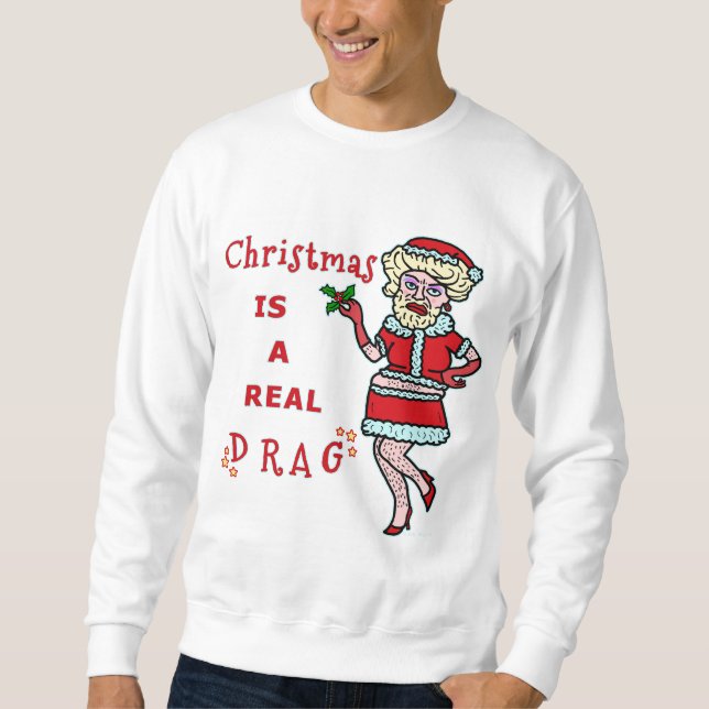Sweatshirt Noël drôle Bah Père Noël fumiste dans l'entrave (Devant)