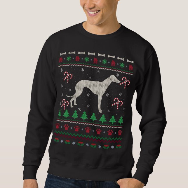 Sweatshirt Noël drôle Noël laide Italien Greyhound Chien Noël (Devant)