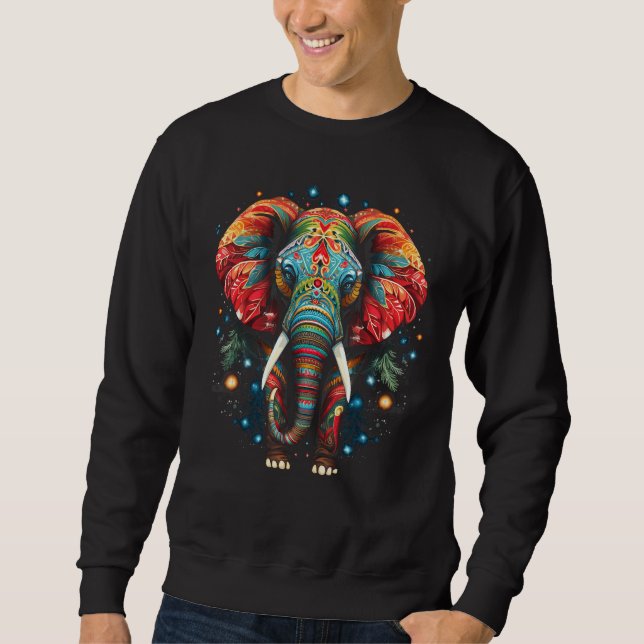 Sweatshirt Noël éléphant Noël Noël Noël Noël Esprit de vacanc (Devant)