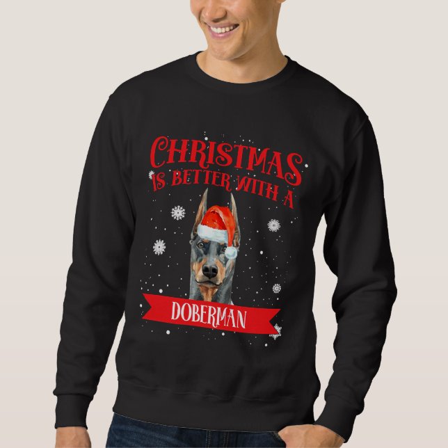 Sweatshirt Noël Est Mieux Avec Un Doberman 265 (Devant)