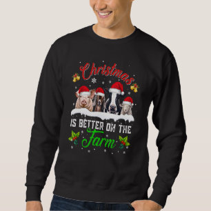 Sweatshirt Noël Est Mieux Sur La Ferme Vaches Poulet Cochon G