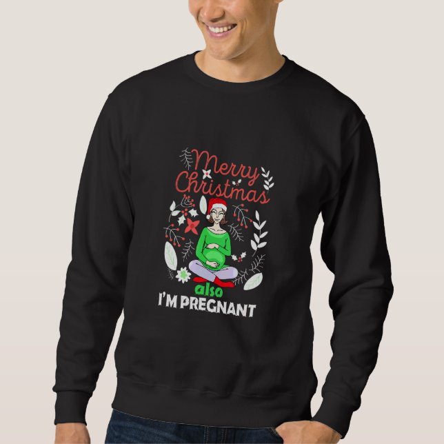 Sweatshirt Noël et enceinte je père mère ventre rond   (Devant)