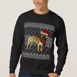 Sweatshirt Noël Français Chien à dos de taureau Père Noël Cas