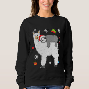 Sweatshirt Noël Funny Fluffy Animal Sloth Riding Llama
