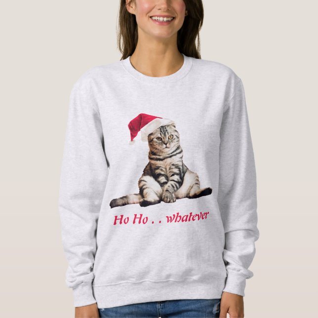 Sweatshirt Noël Grumpy Kitty Chat Ho Ho Quoi Que Drôle (Devant)