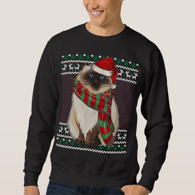 Sweatshirt Noël Himalayan Chat Santa Hat Vilain Noël (Devant)