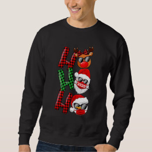 Sweatshirt Noël Ho Ho Ho Père Noël Reindeer Snowman Face Mas