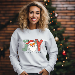Sweatshirt Noël Joie Retro Père Noël en Lunettes de soleil