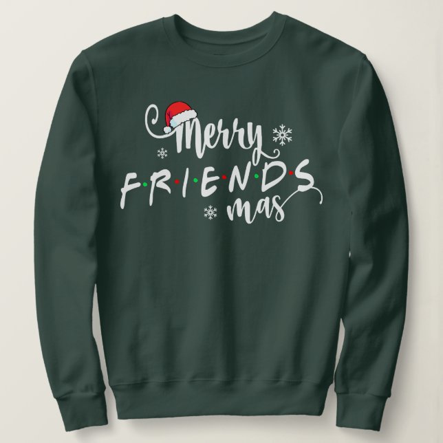 Sweatshirt Noël Joyeux amis Santa Hat Correspondant Fami (Design devant)