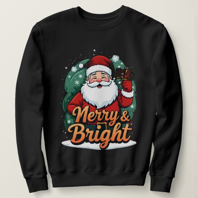 Sweatshirt Noël - "Joyeux et brillant Père Noël" (Design devant)