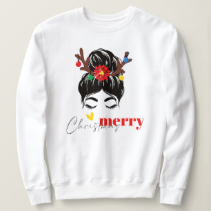 Sweatshirt noël, joyeux et lumineux, joyeux, moderne, rétro t
