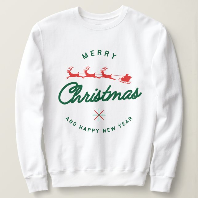 Sweatshirt noël, joyeux et lumineux, joyeux, moderne, rétro t (Design devant)