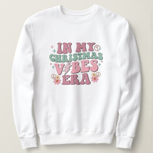 Sweatshirt noël, joyeux et lumineux, joyeux, moderne, rétro t (Design devant)