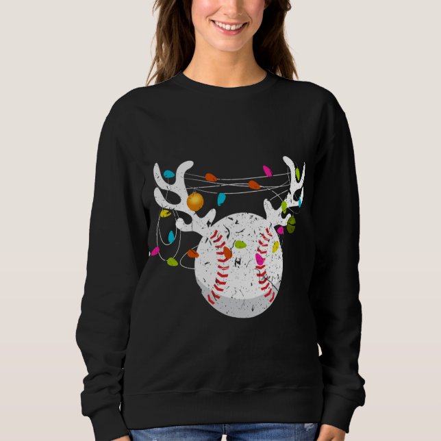 Sweatshirt Noël Lumières Bal de Baseball Funny Noël (Devant)